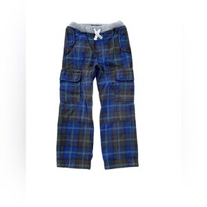 Mini Boden Size 6 Years Blue Plaid Flannel Cargo Pants